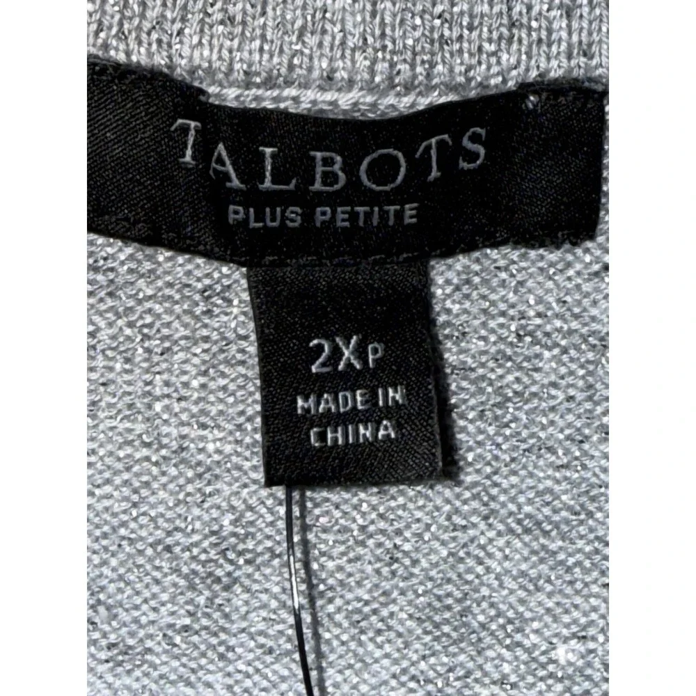 NWT TALBOTS Plus Petite 2XP Silver Shimmer‎ Career Sweater Vest Sleeveless Top